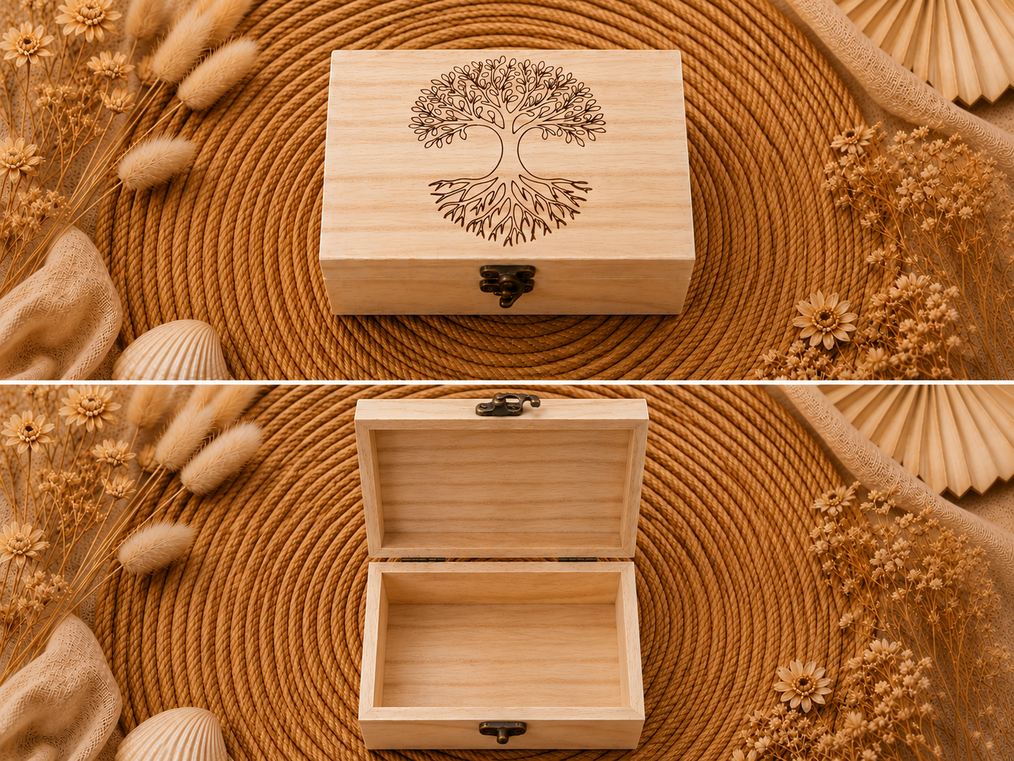 🌳✨ Boîte en Bois Gravée Arbre de Vie  ✨🌳