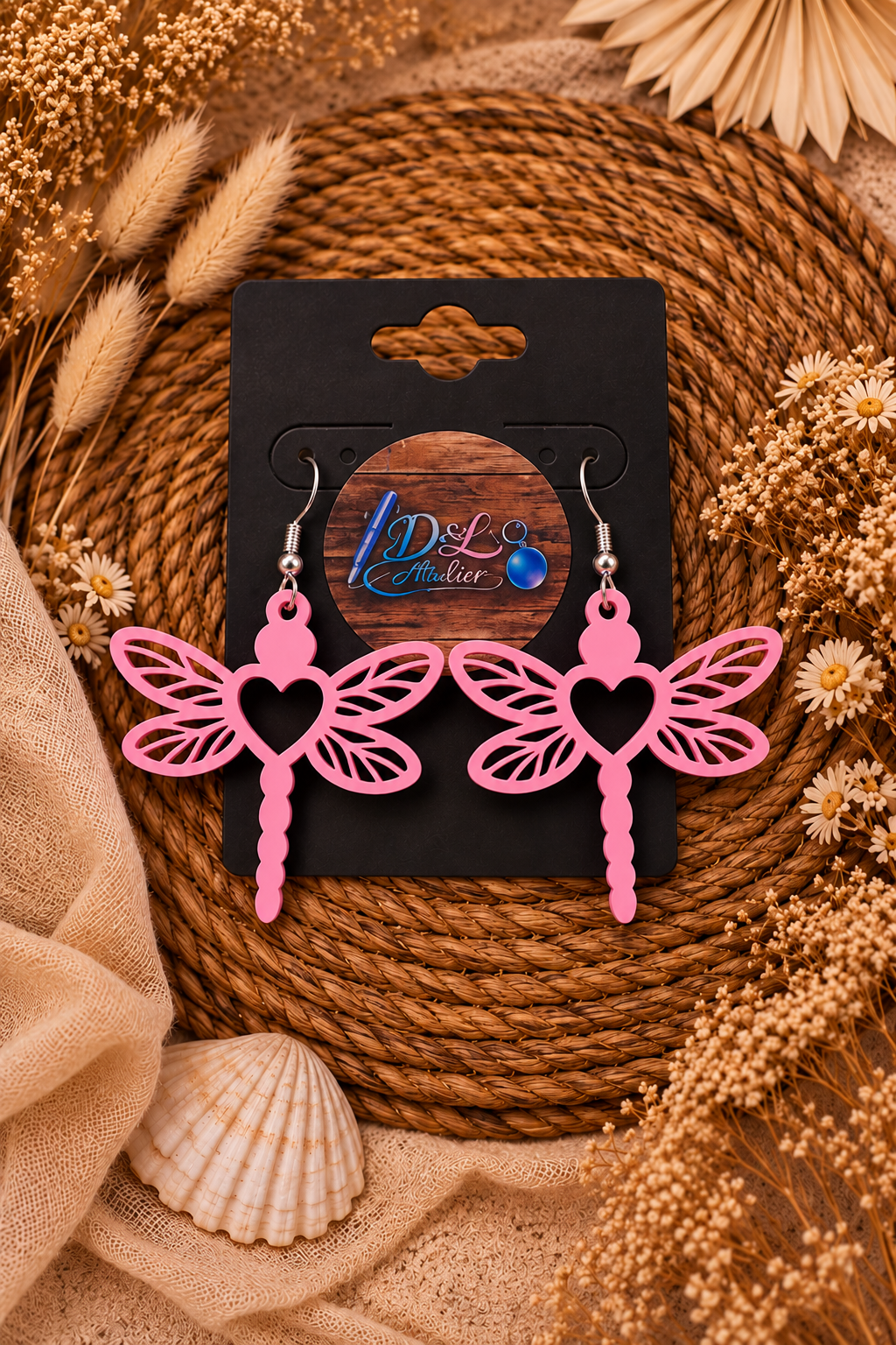 Boucle d'oreille   LIBELLULE AMÉTHYSTE