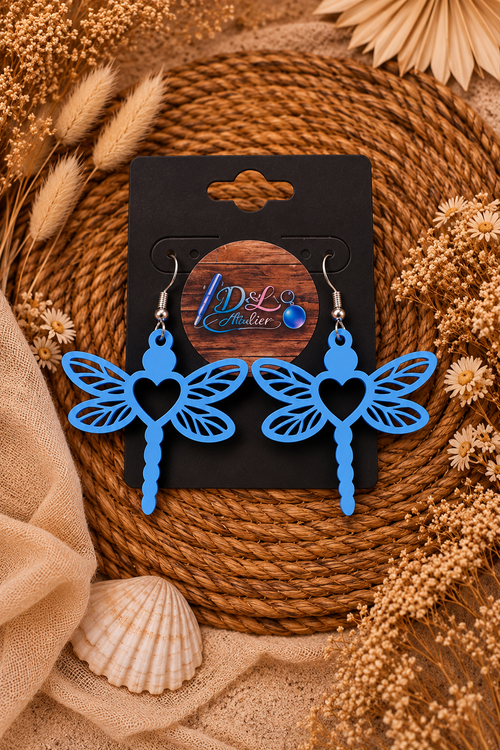 Boucle d'oreille   LIBELLULE AMÉTHYSTE