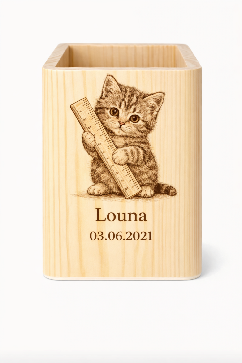 ✏️ Pot à crayons personnalisé – AVEC animaux à choisir sur Bois gravé&nbsp;