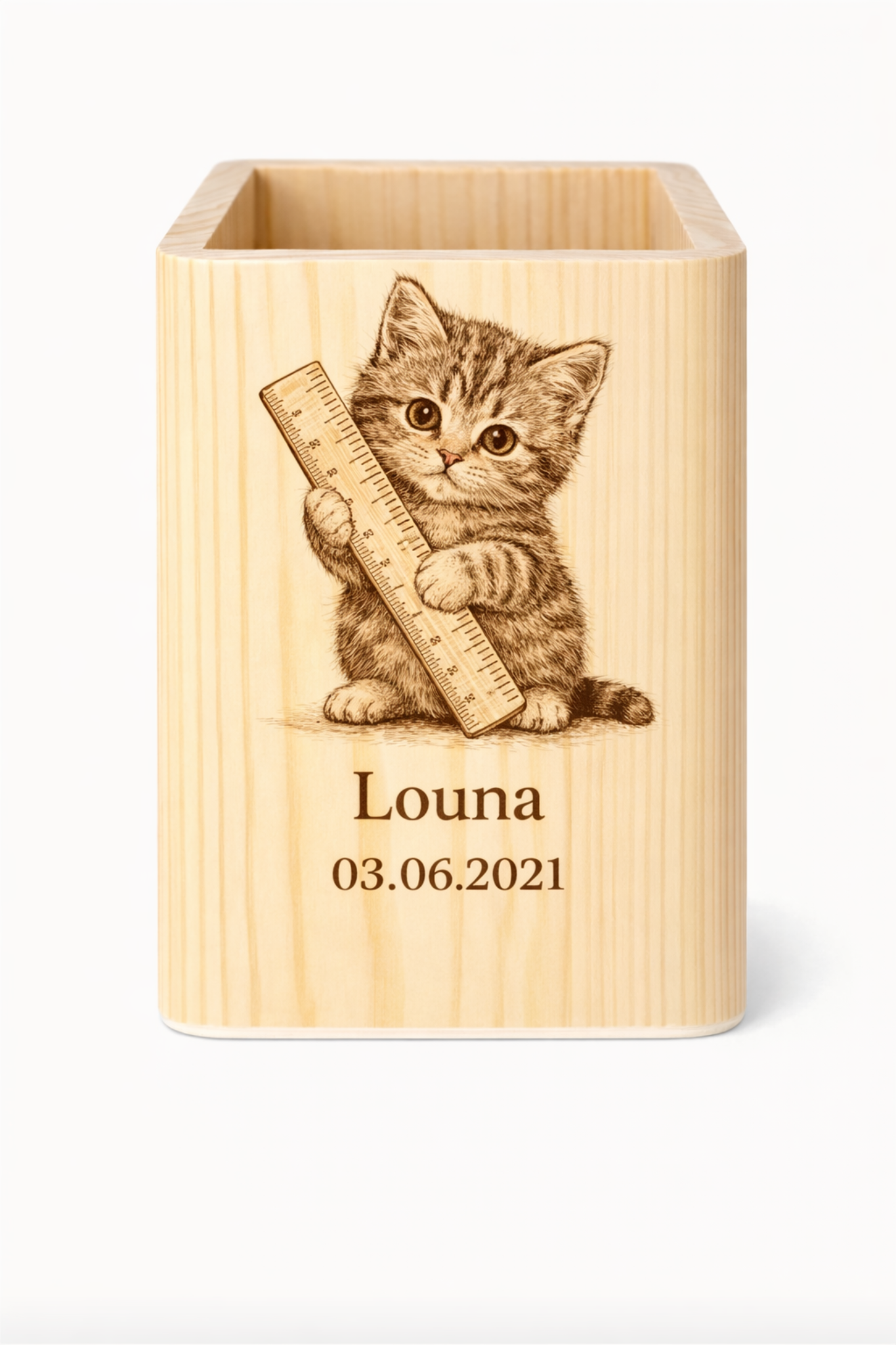 ✏️ Pot à crayons personnalisé – AVEC animaux à choisir sur Bois gravé&nbsp;