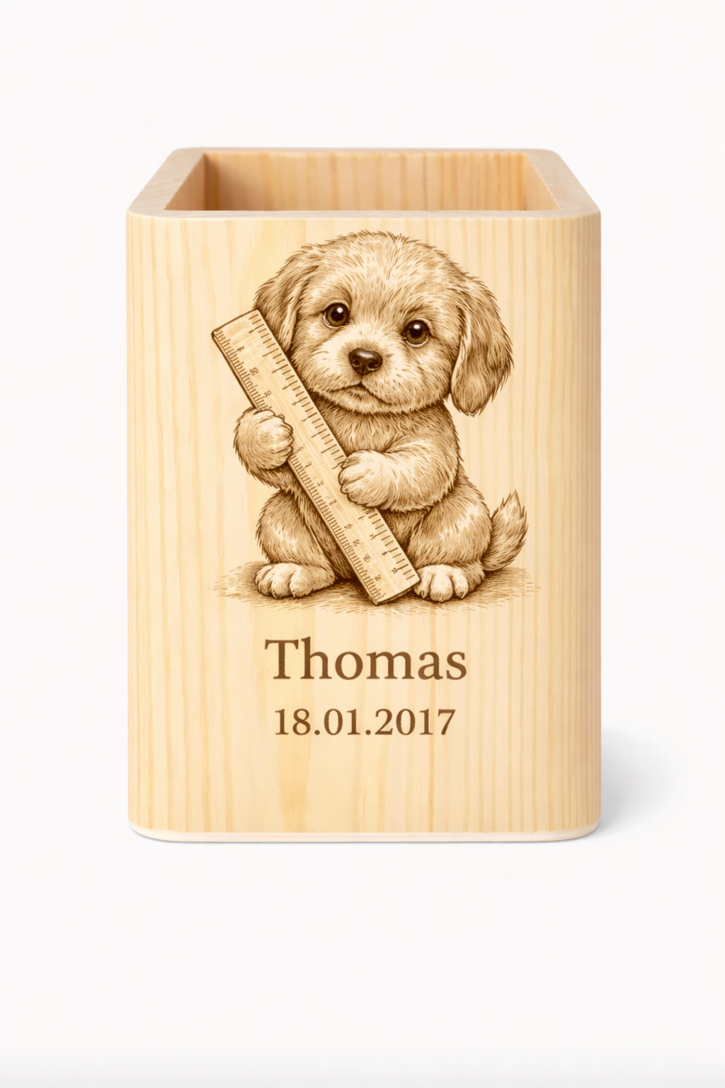 ✏️ Pot à crayons personnalisé – AVEC animaux à choisir sur Bois gravé&nbsp;