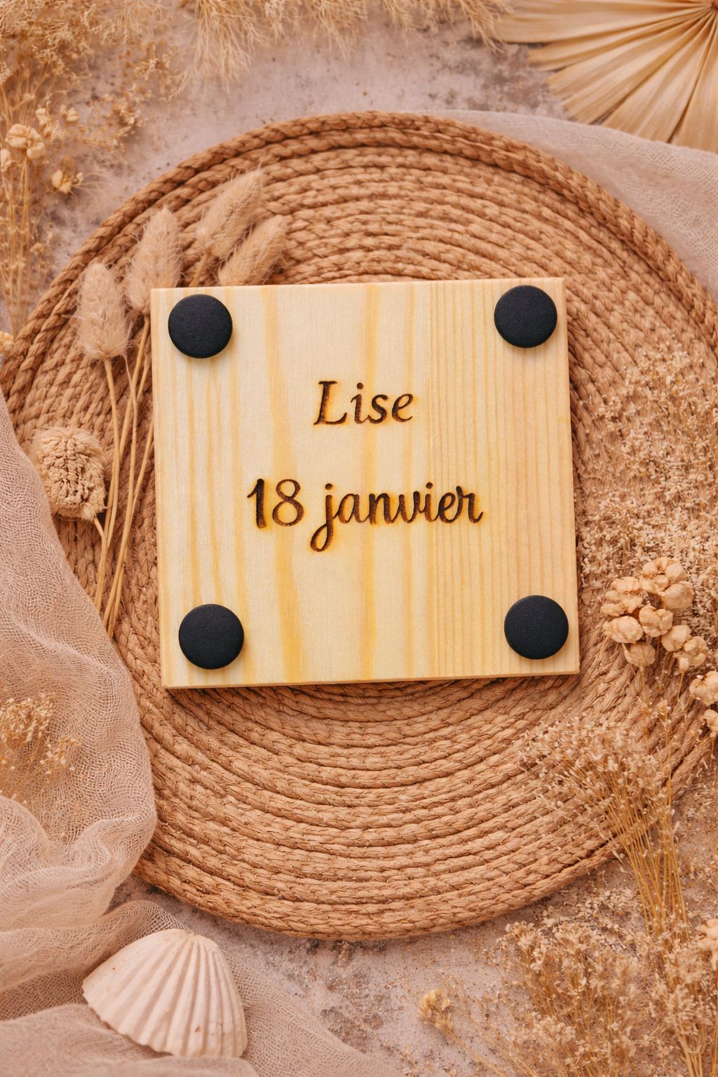 Sous-verres en bois – Signes astrologiques gravés ♋♌♍