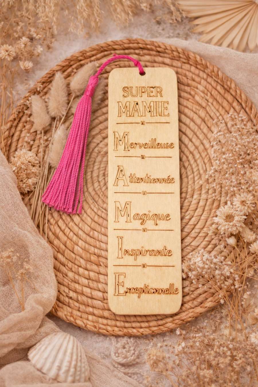 📖 Marque-page en bois “Super Mamie” 💕